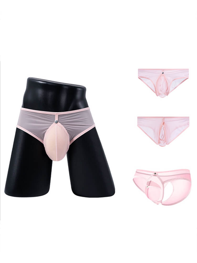Men's Sexy See-Through Hollow Magnetic Pouch Briefs