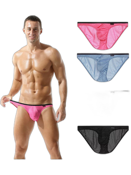Men's Low-rise Mesh U-shaped Convex Pocket Sports Briefs
