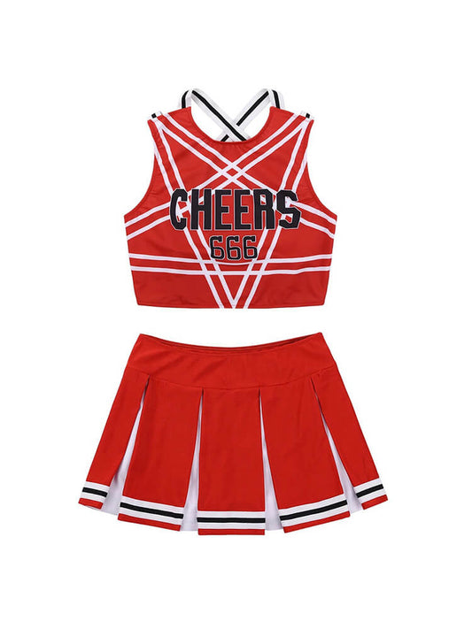 Letter Striped Cheerleading Performance Set - Blue