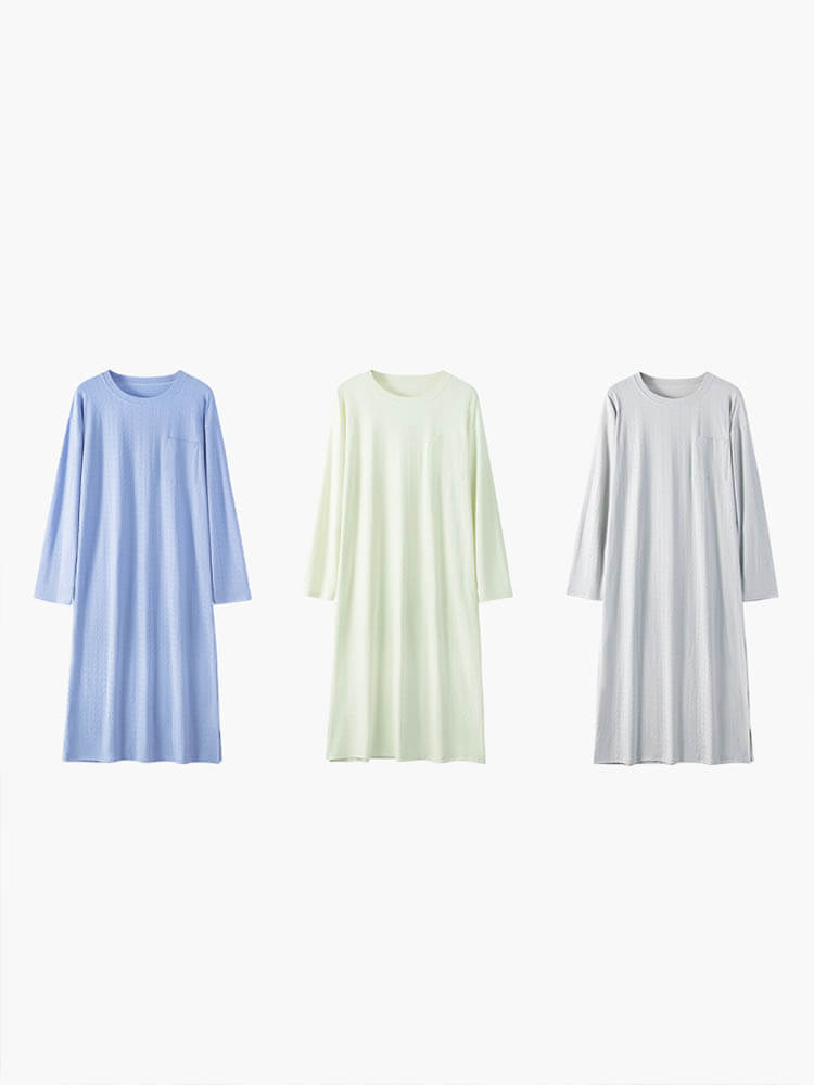 Men's Solid Color Loose Long Cotton Nightgown