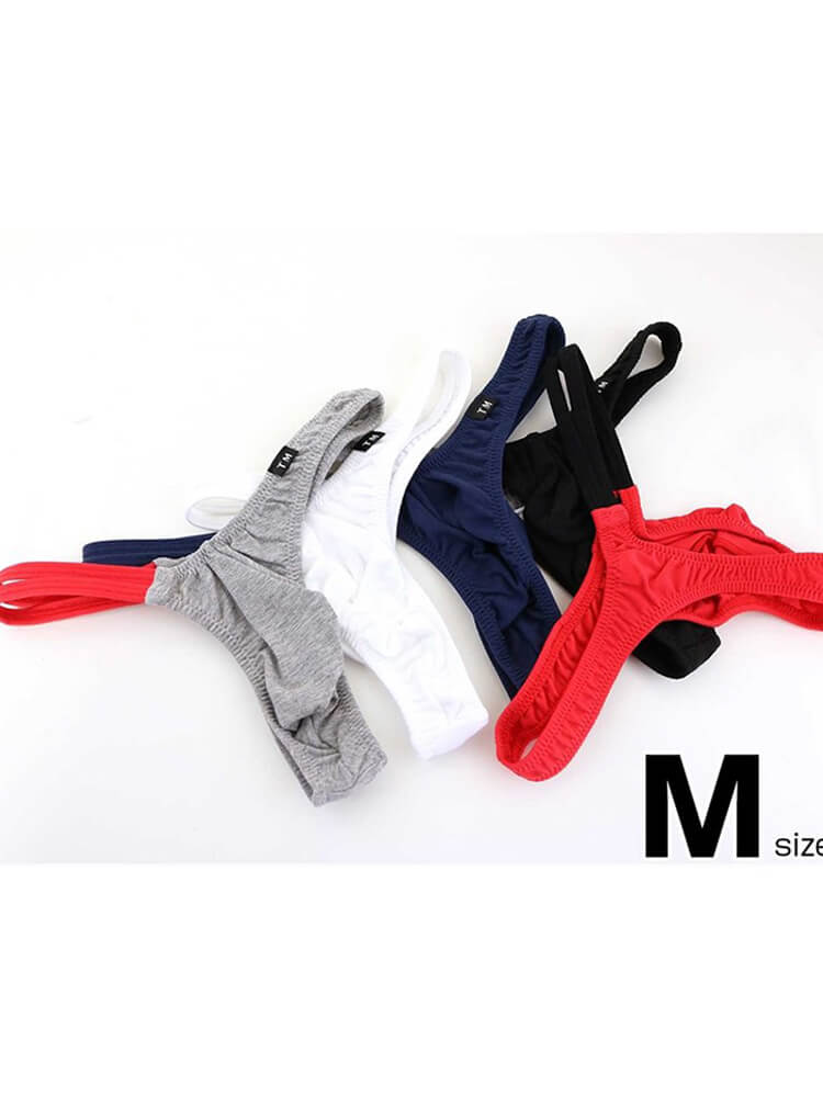 Men's Sexy Irregular Colorblock Cotton Thong