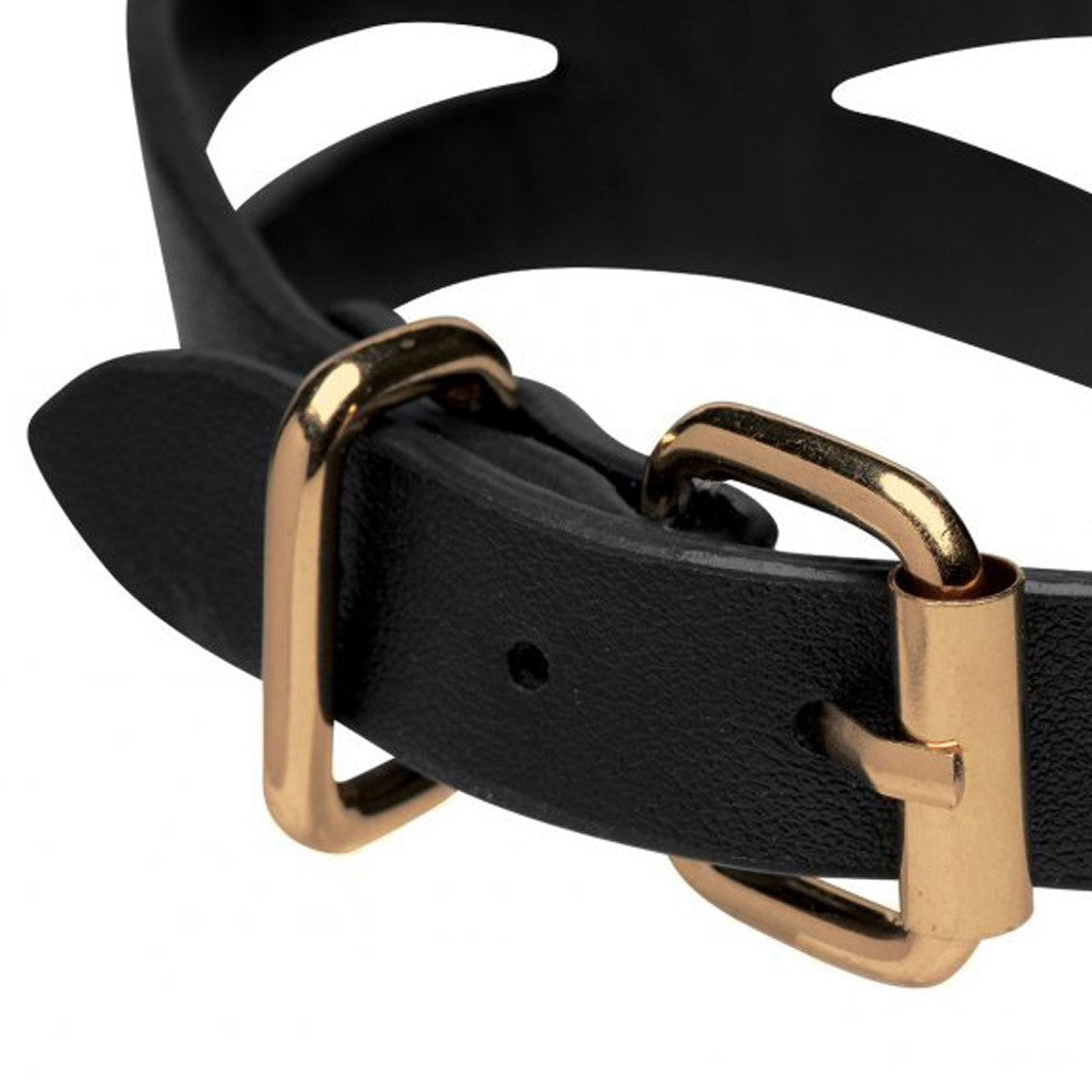 Bondage Baddie Black and Gold Collar with O-Ring