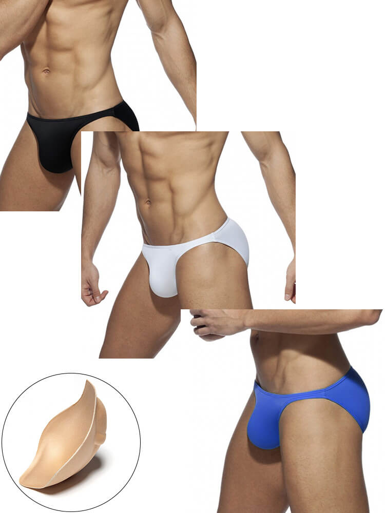 Men's Solid Colour Sexy Cup Swim Briefs