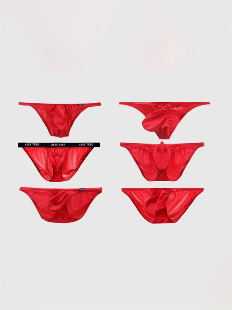 Men's Red Ultra-low Waist Soft Silky Briefs