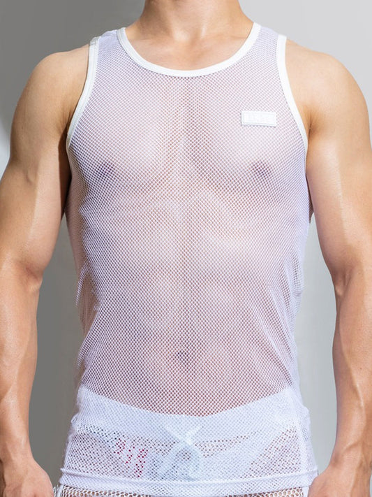 D.M Men's Mesh Sexy Breathable Sports Tank Top