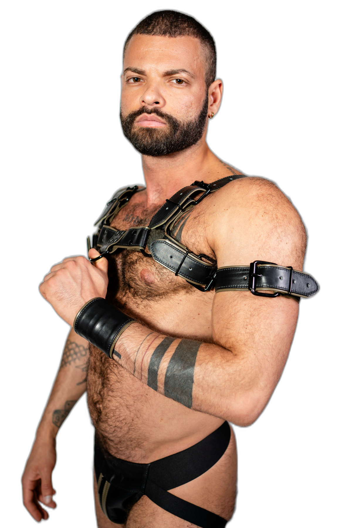 ruff GEAR Double Tone Leather Bicep Strap Army Black