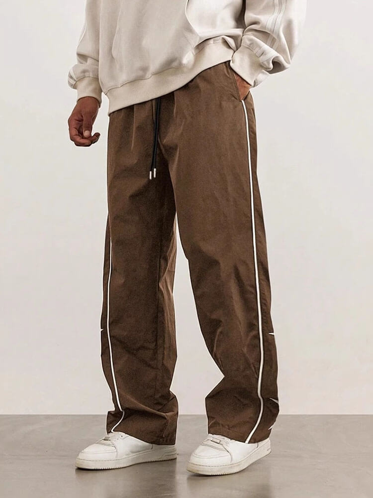 Men's Casual Embroidered Straight Drawstring Pants