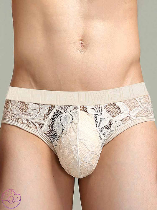 Men's Low Rise Lace Semi-Sheer Briefs
