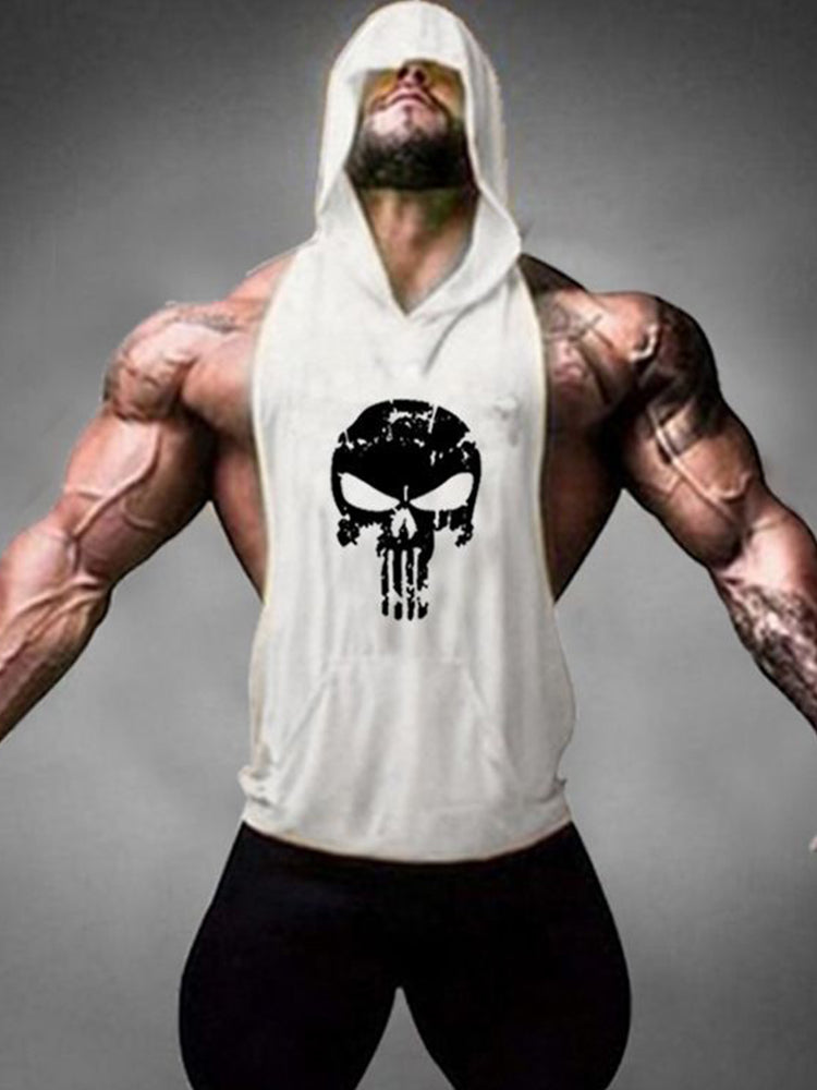 Fitness Hooded Skull Tank Top