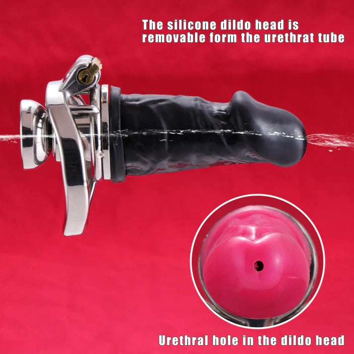 Inverted Chastity Cage With Detachable Dildo – Adjustable Penis Lock