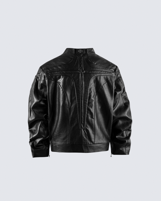 Structured Panel Faux Leather Jacket