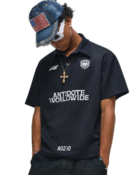 KIIKIO High Street Distressed Graphic Collared Tee