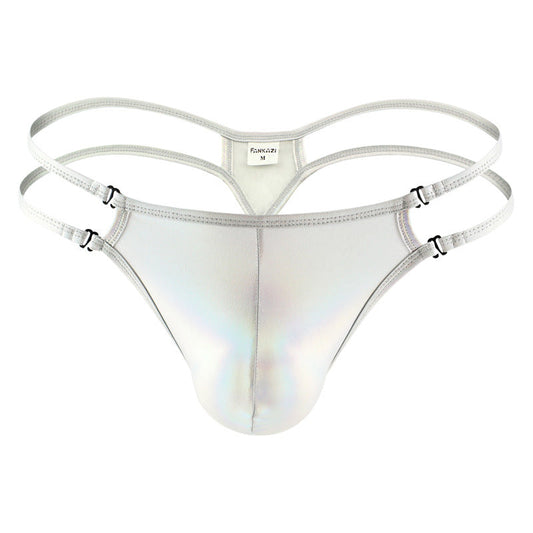 Faux Leather Ice Silk Sexy Men's Thong
