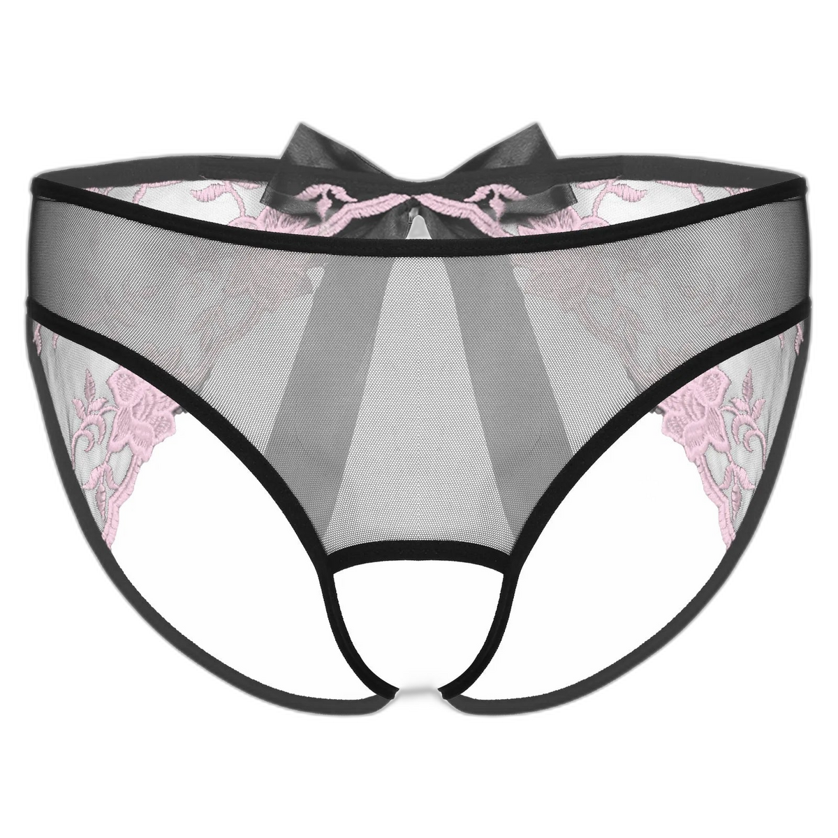 Open Crotch Embroidered Mens Lace Briefs
