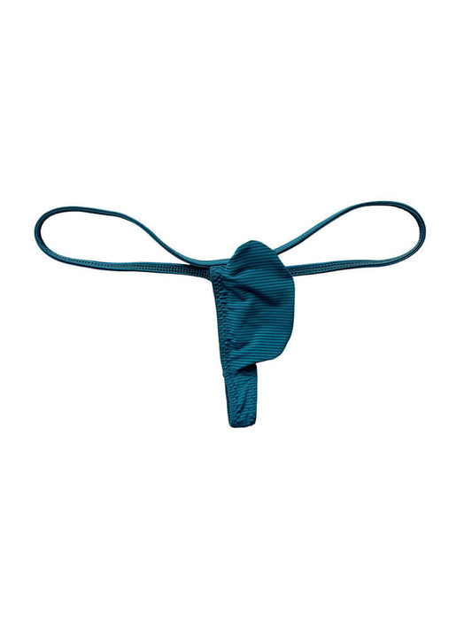 Men's Striped Uplifted Pouch Design Thin Thong