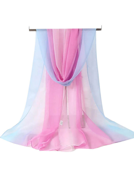 Gradient Rainbow Thin Shawl Long Scarf
