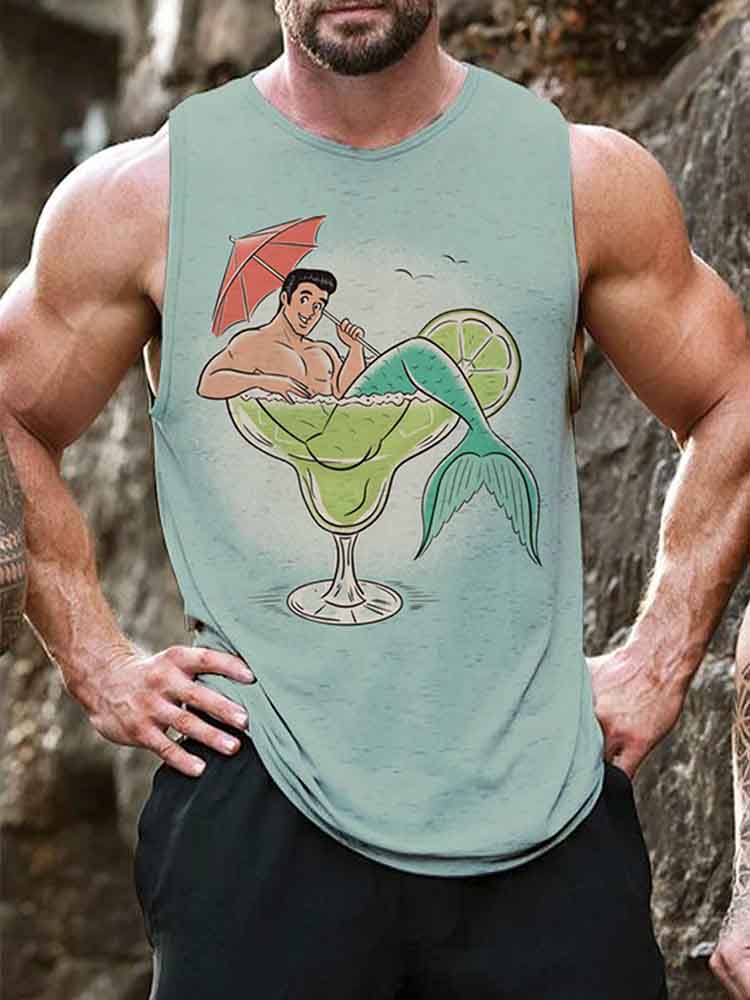 Men's Gay LGBT Merman Art Cotton Tank Top