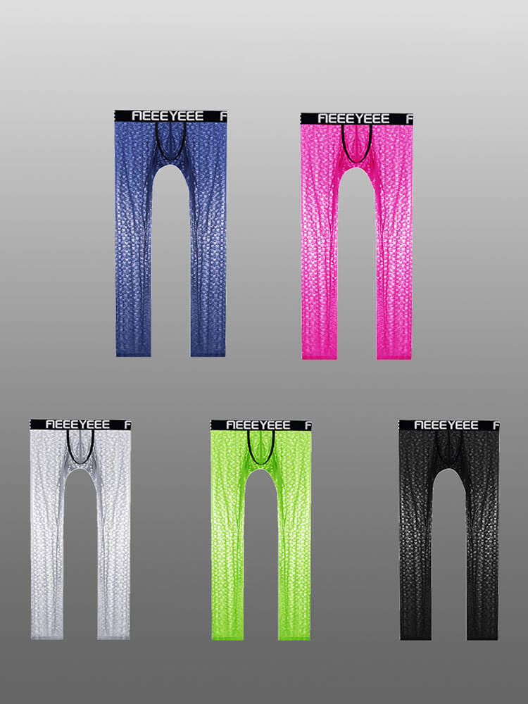 Men's Sexy Stretchy Transparent Letter Waistband Leggings