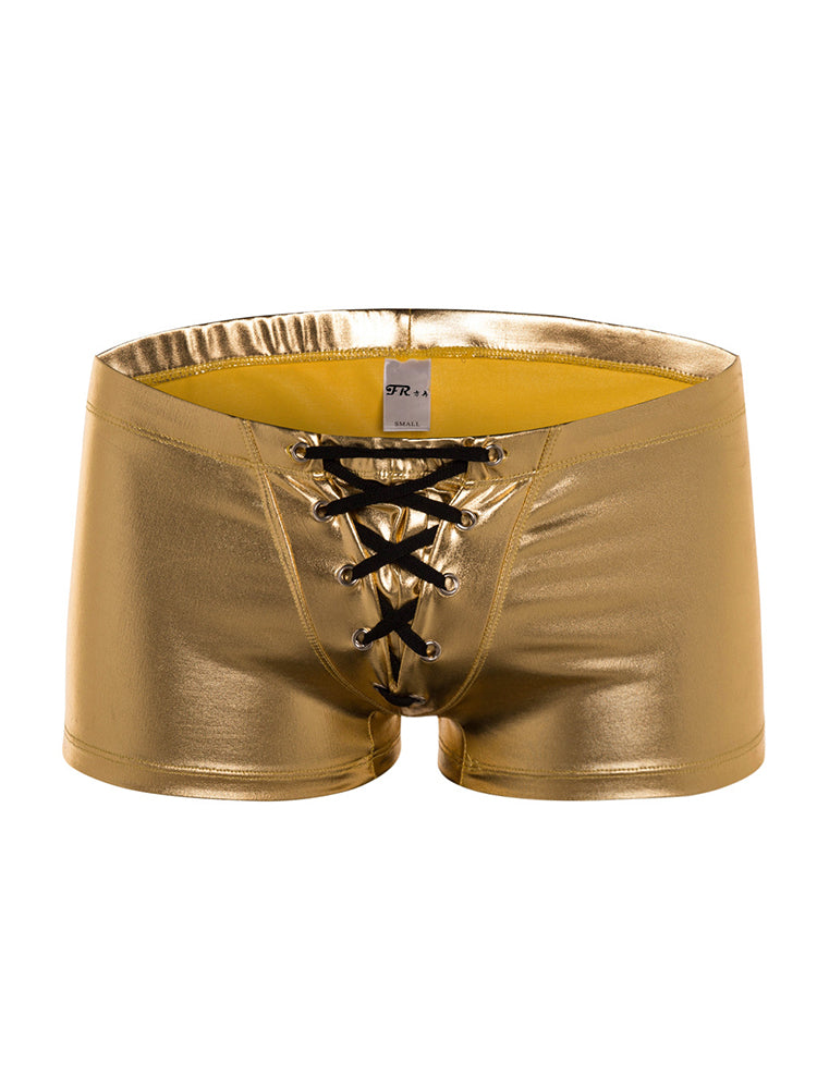 Faux Leather Trendy Swim Boxers