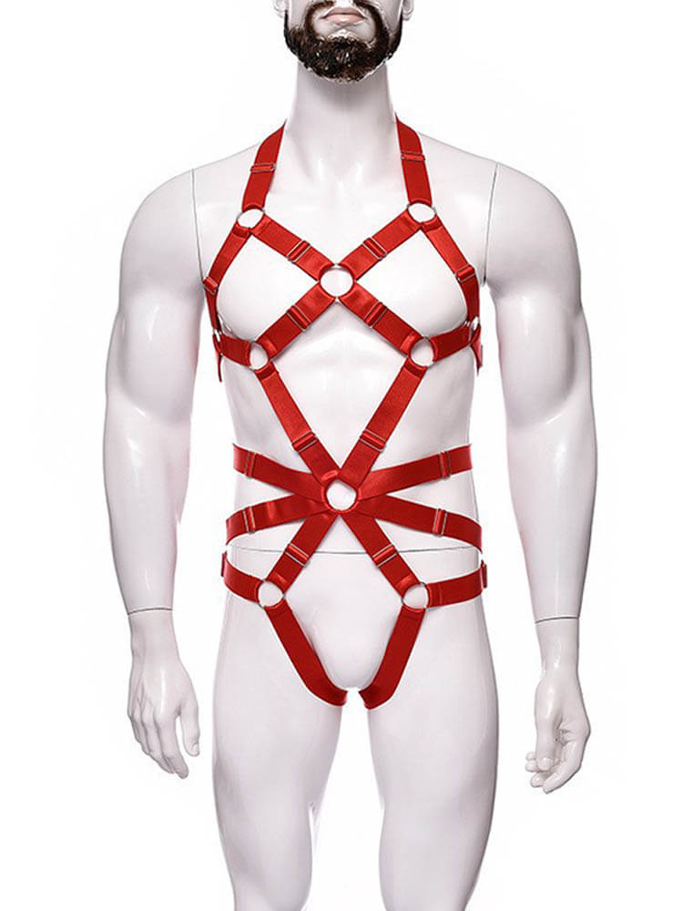 Men's Sexy Elastic Strappy Hollow-Out Bodysuit