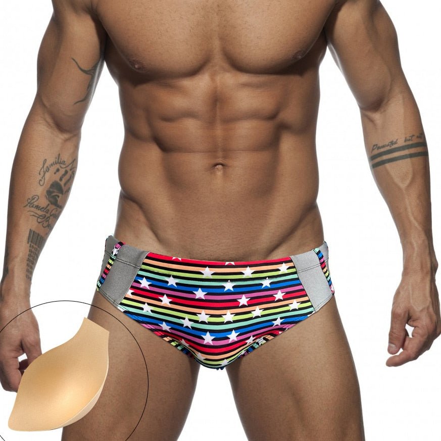 Silver Stud Rainbow Swim Briefs