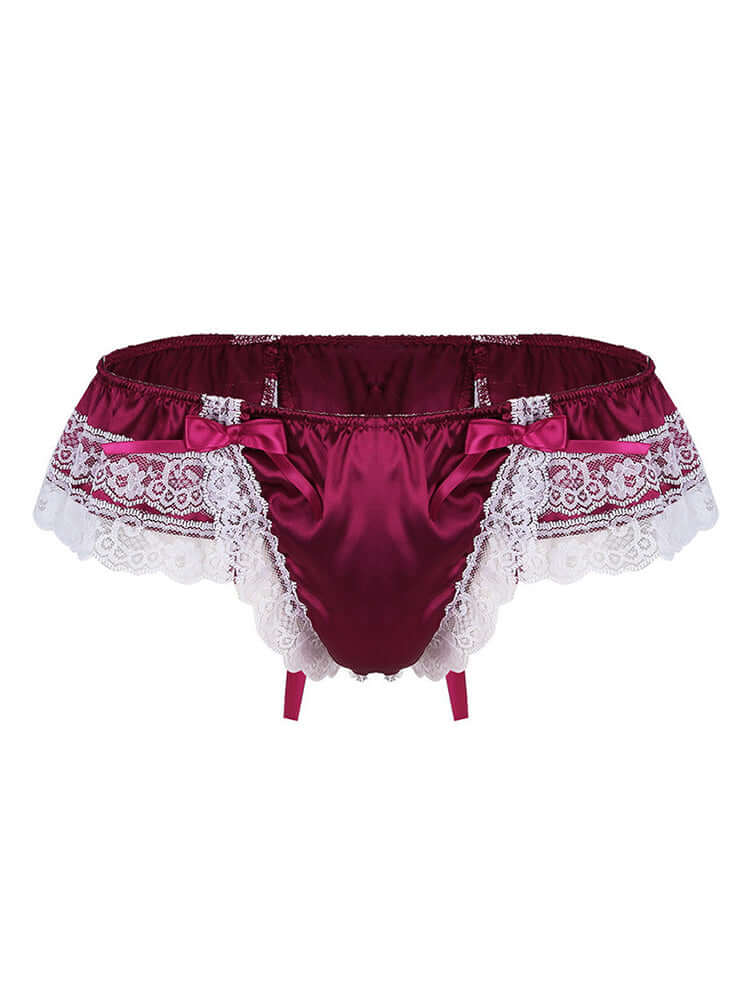 Men's Open Hip Lace Bow Spandex Thong