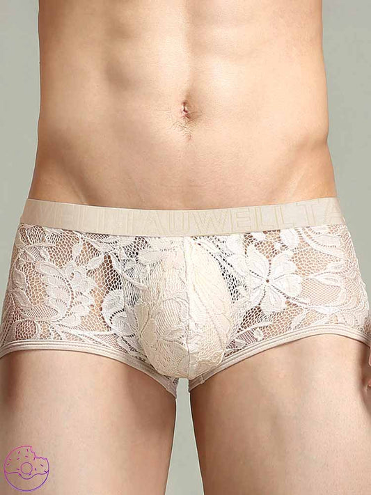 Men's Low Rise Lace Semi-Sheer Trunks