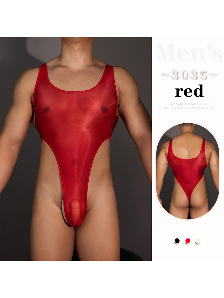 Men's High Cross Sexy Nylon Bodysuit