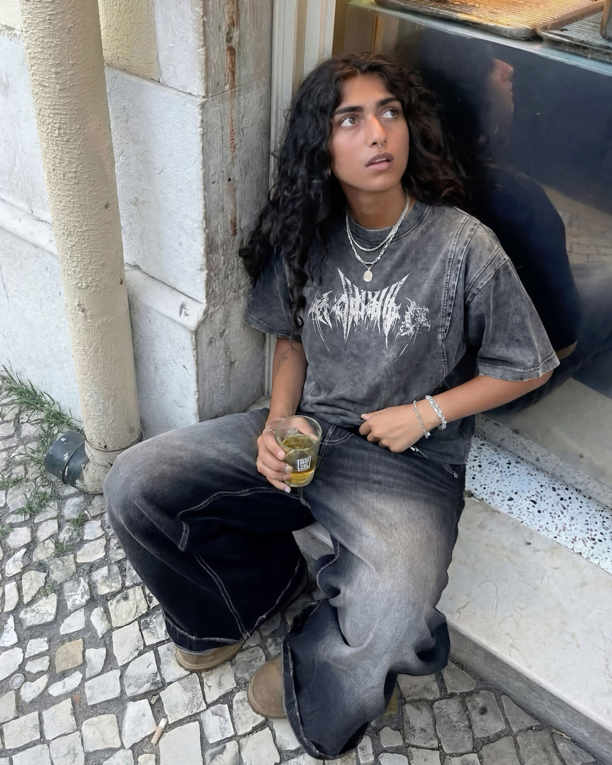 KIIKIO-Washed Vintage Graphic T-Shirt