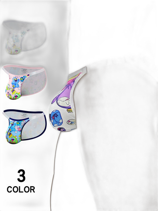 2 Pack Men's Trendy Printed Cartoon Comfortable and Breathable Bikini