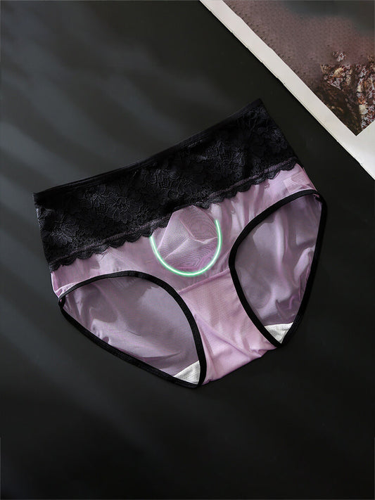 Men's Lace-Trimmed Mesh Panelled Thin Briefs