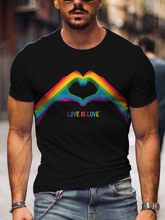Men's LGBT Pride Love Is Love Rainbow T-shirt