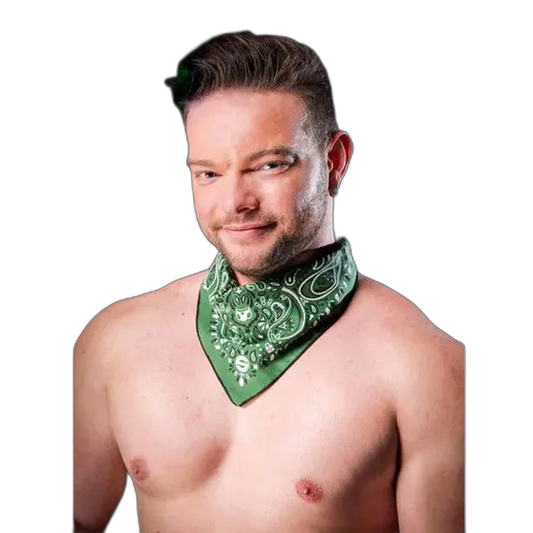 Mr.S Leather Zipper Pocket Neck Hanky - Green