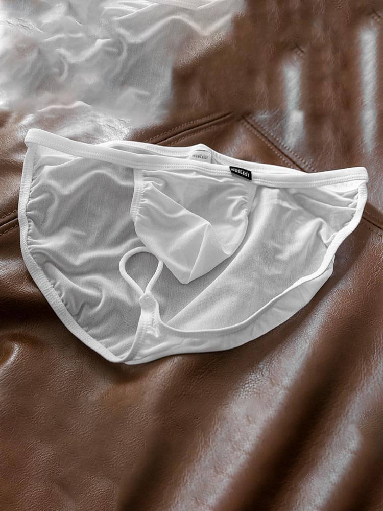 Men's Sexy No-Take off Sheer Mesh Ring Thong Briefs