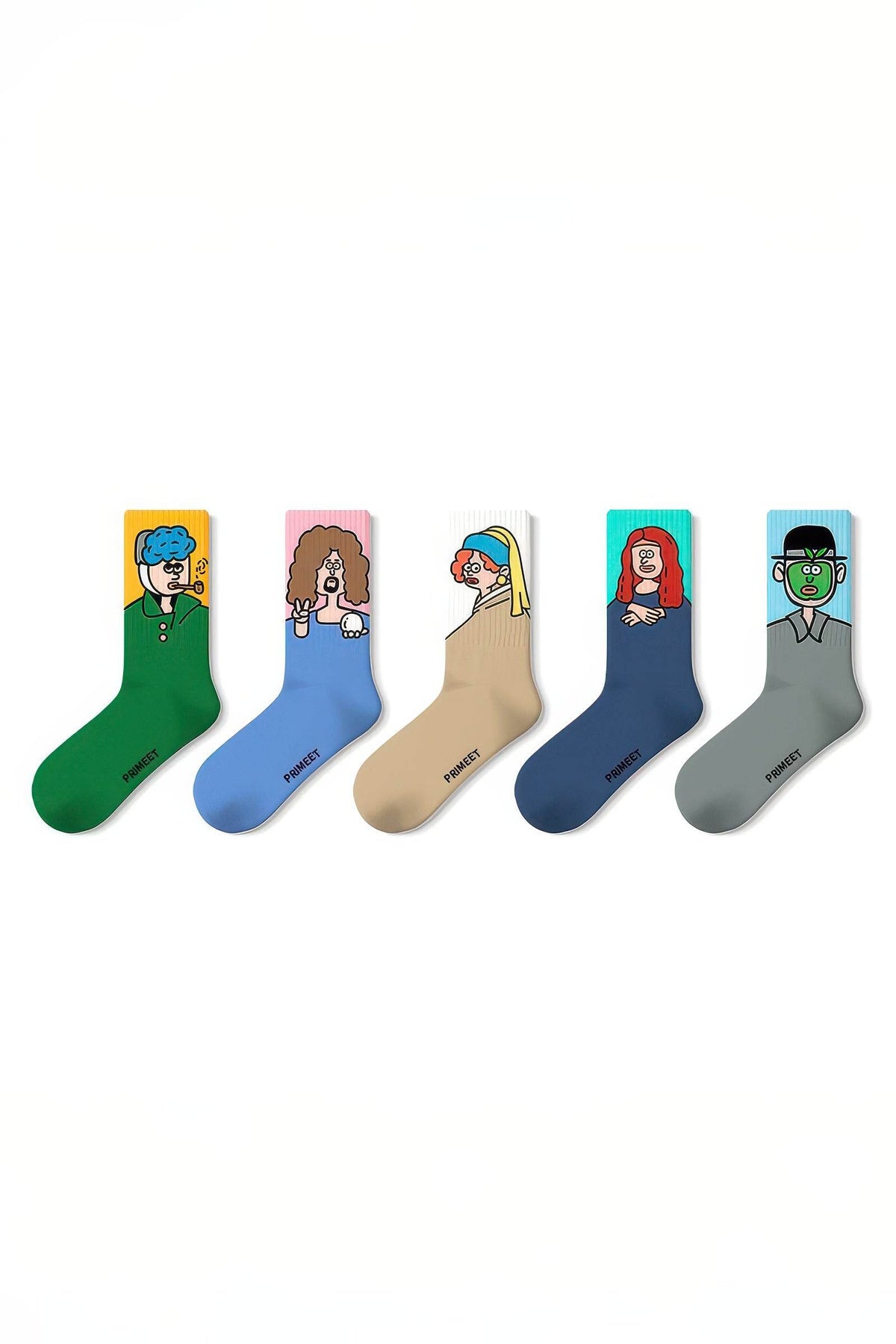 Unisex Graphic Crew Socks - Whimsical Print Cotton Mid-Calf Athletic Socks