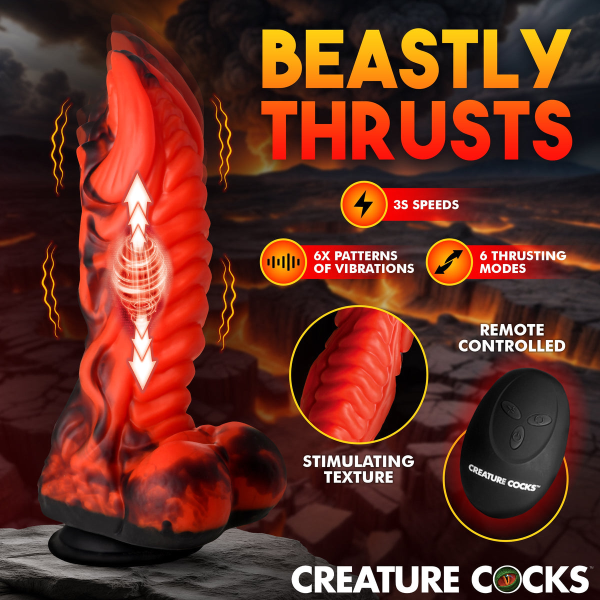 Dragon Thrust Thrusting & Vibrating Silicone Dildo