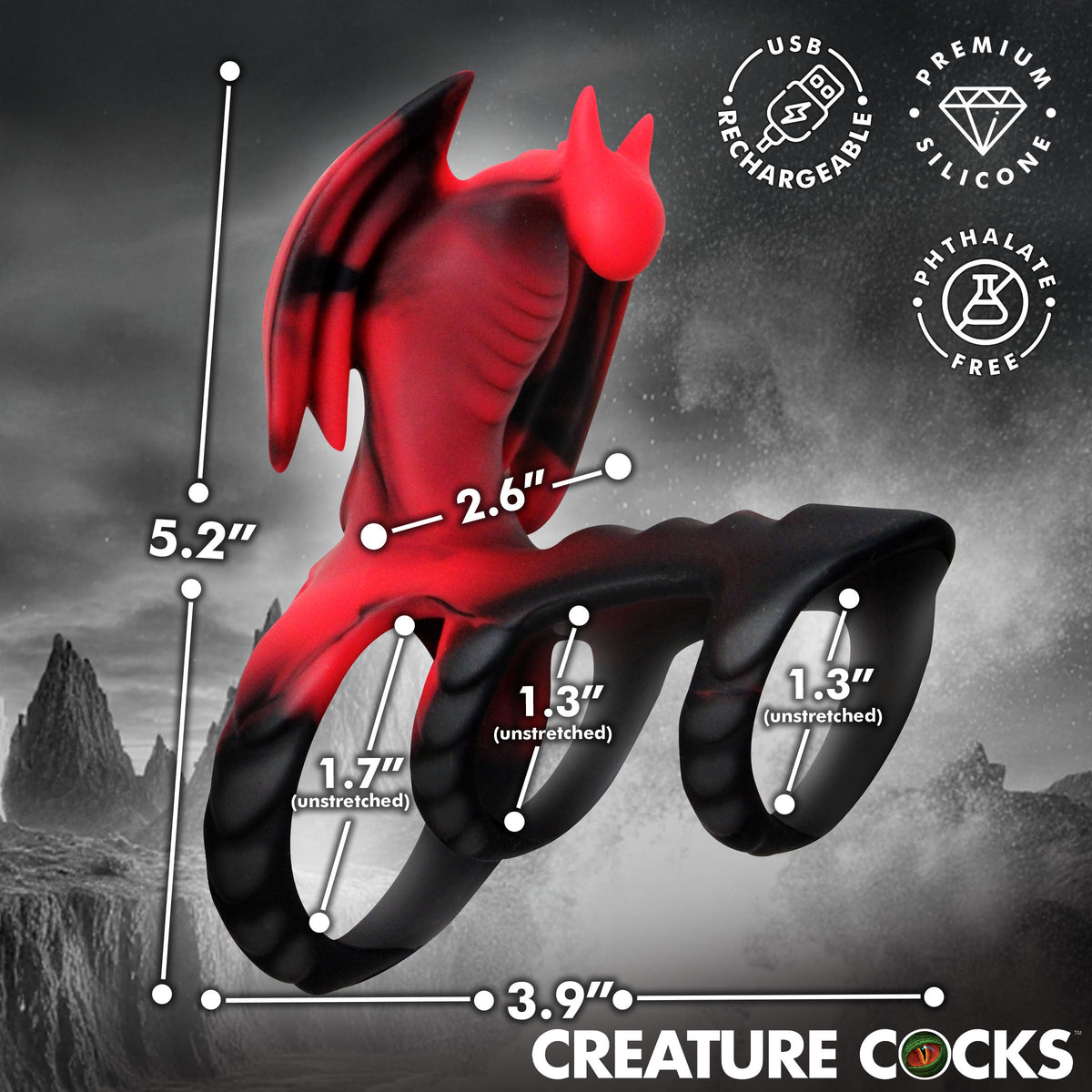 Dragon Flight Vibrating Silicone Cock Ring