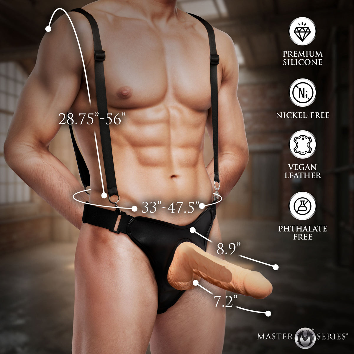 Magnum 9' Hollow Silicone Dildo w/ Harness