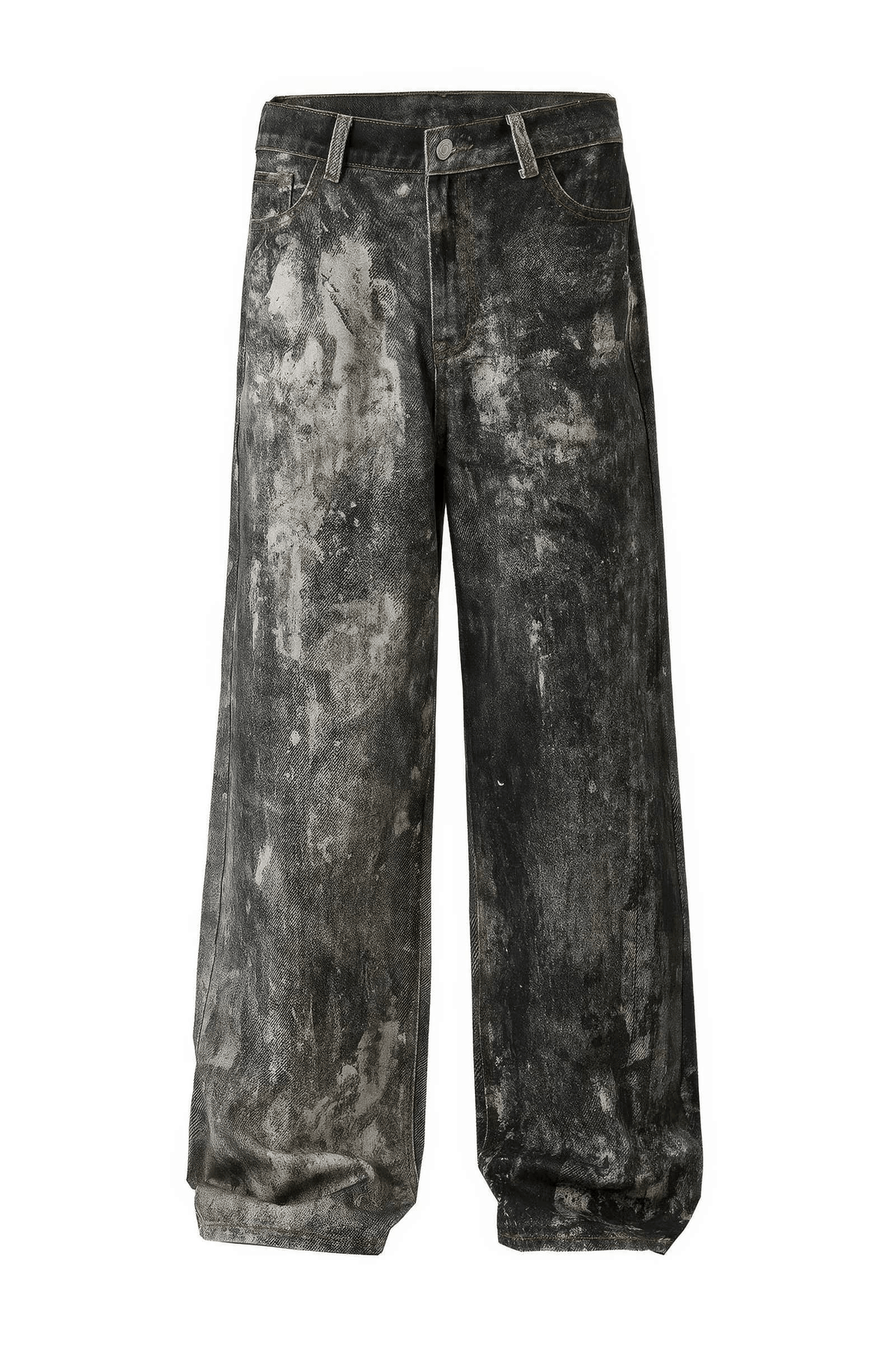 Americana Ink Splash Denim Wide-Leg Pants - Heavyweight Washed Relaxed Fit