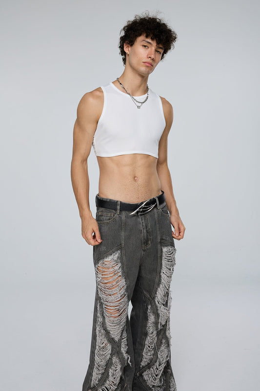 Binary Base Sleeveless Crop Top White