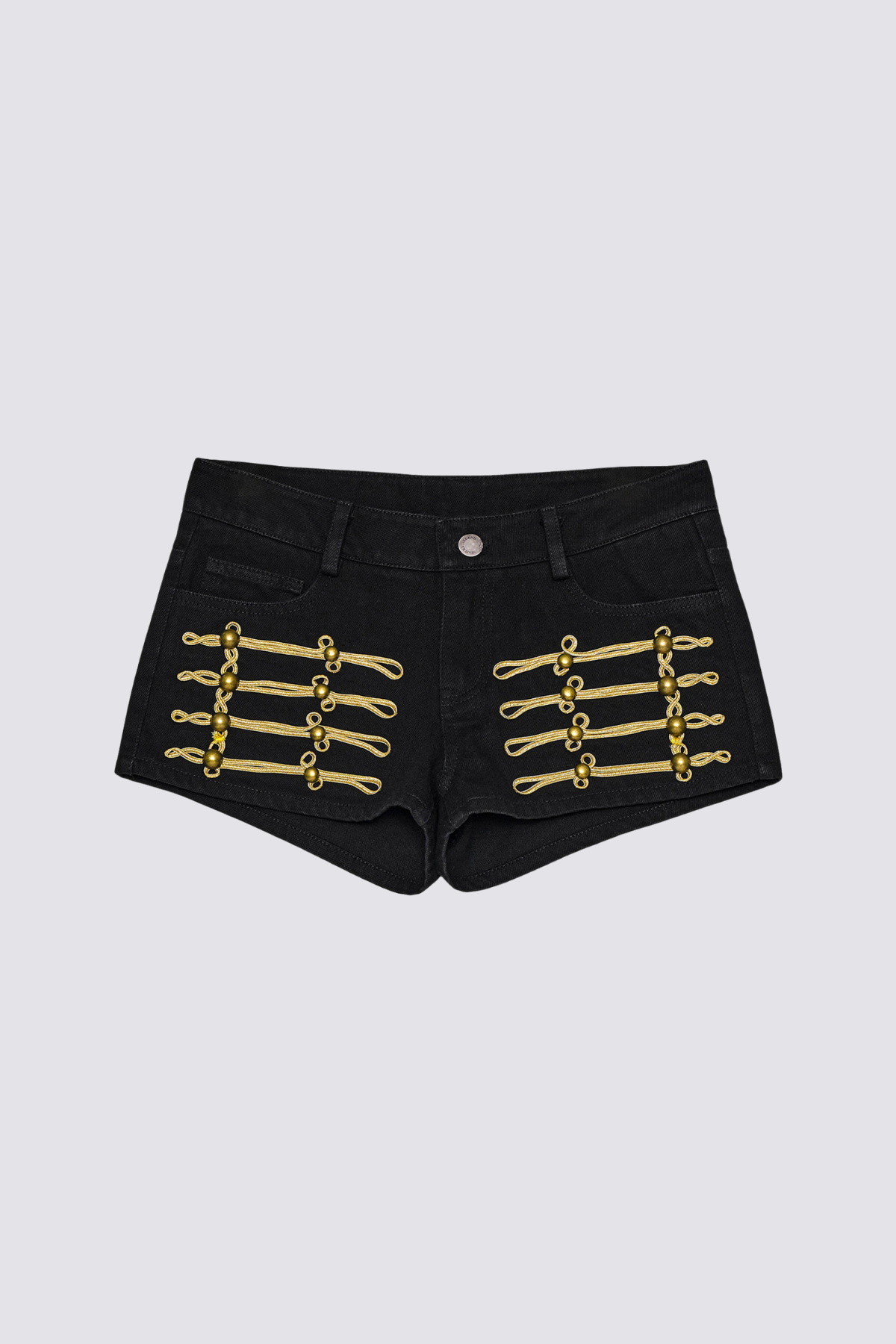 Black Plane Embroidery Shorts