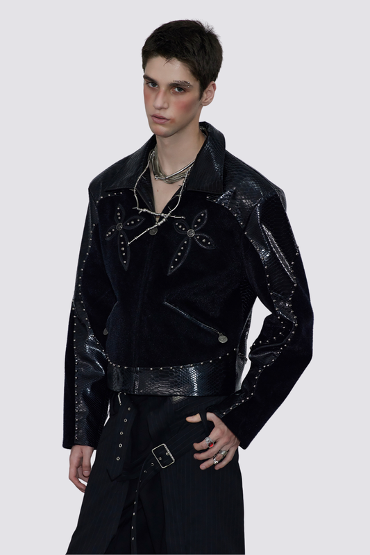Black Shroud Rivet Crop Jacket