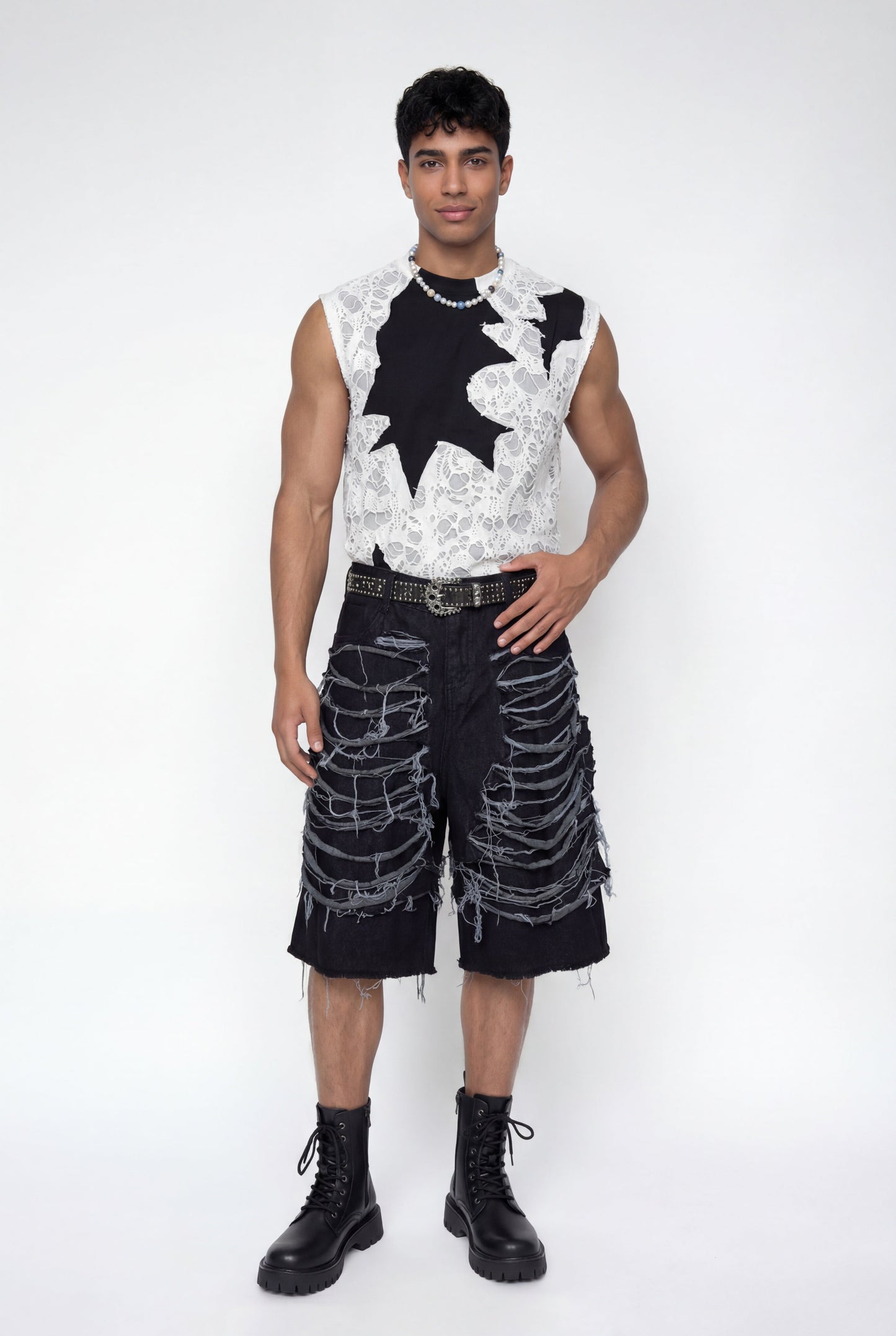 Black Weight Ripped Sleeveless Top