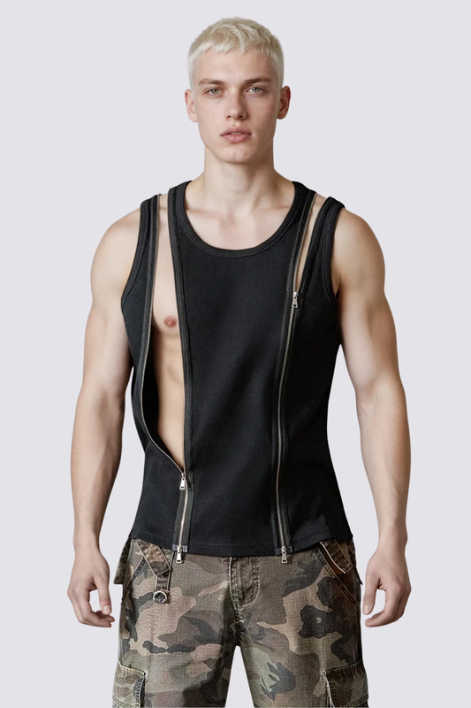Black Silence Zipper Top