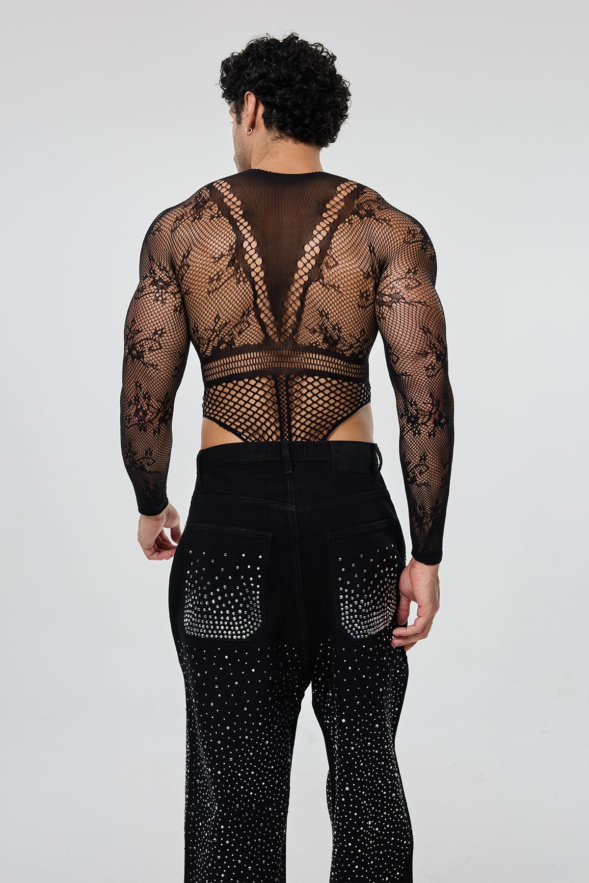 Body Alignment Long Sleeve Mesh Cutout Bodysuit