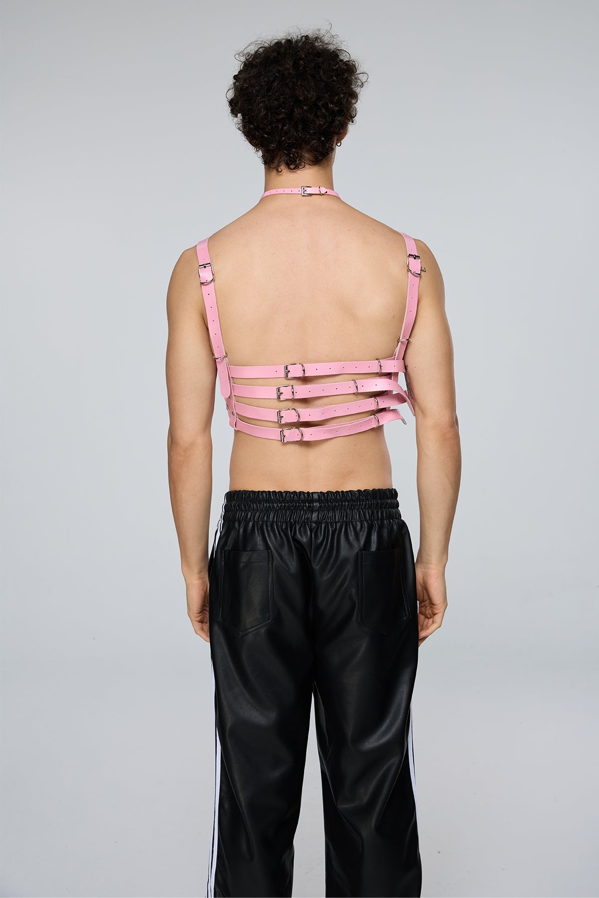 Bound Link Leather Harness Top Pink