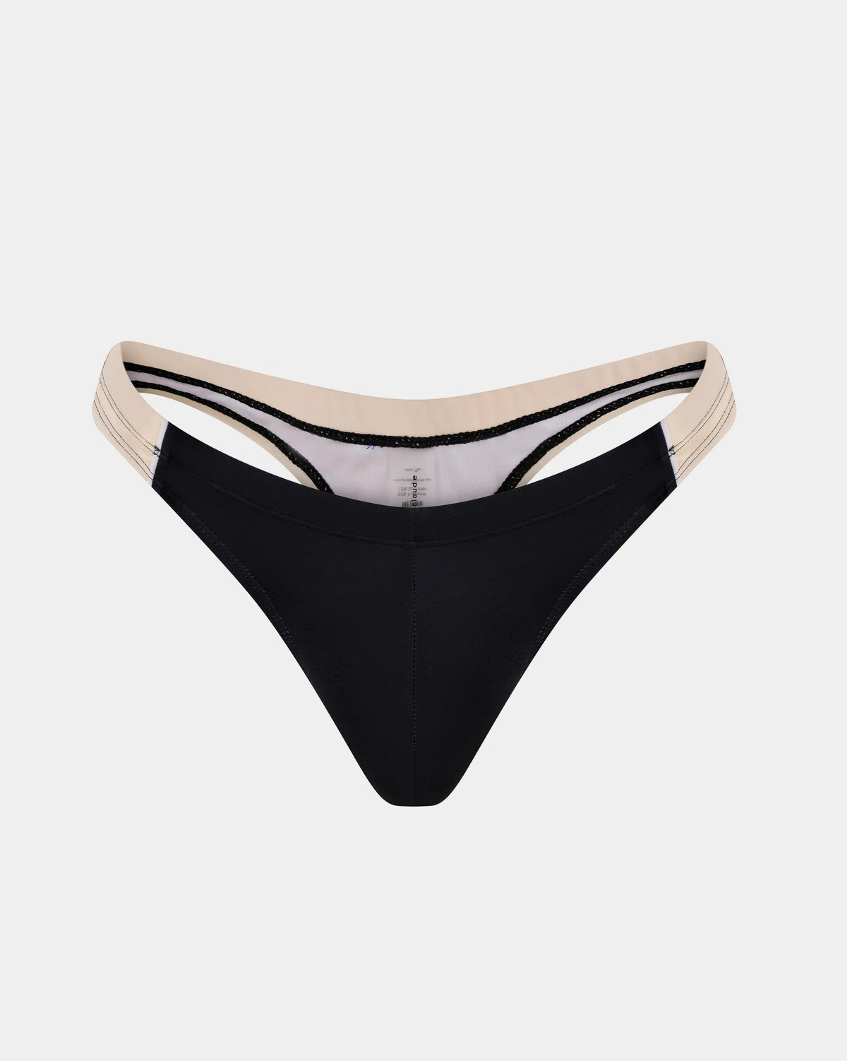 Retro Core Razor Thong - Black & Cream