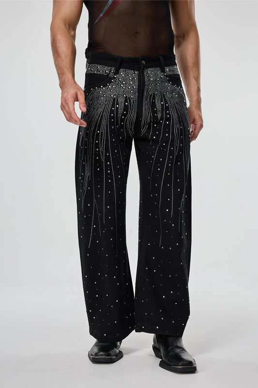 RYVK Studio Carbon Wear Rhinestone Straight Jeans