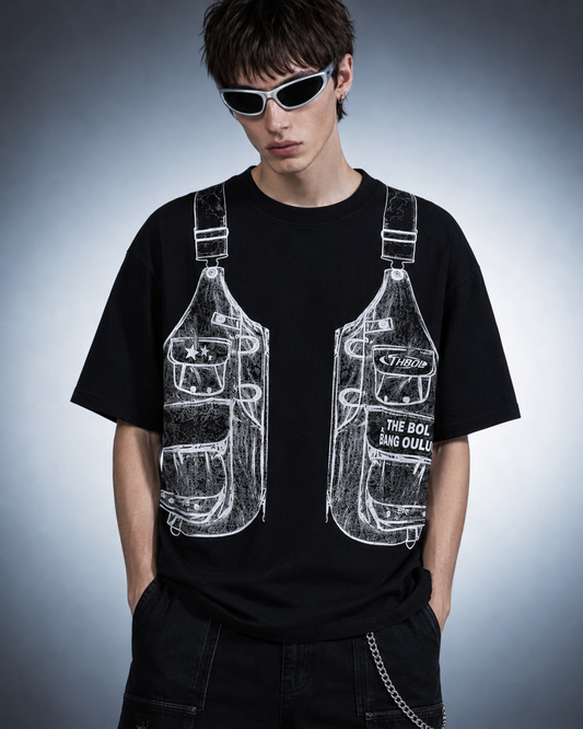 KIIKIO High Street Distressed Graphic Collared Tee