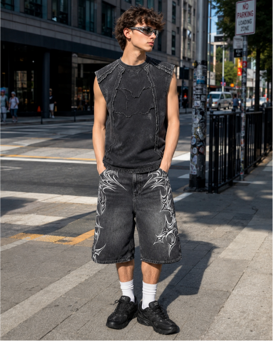 KIIKIO Retro Frayed Sleeveless Vest